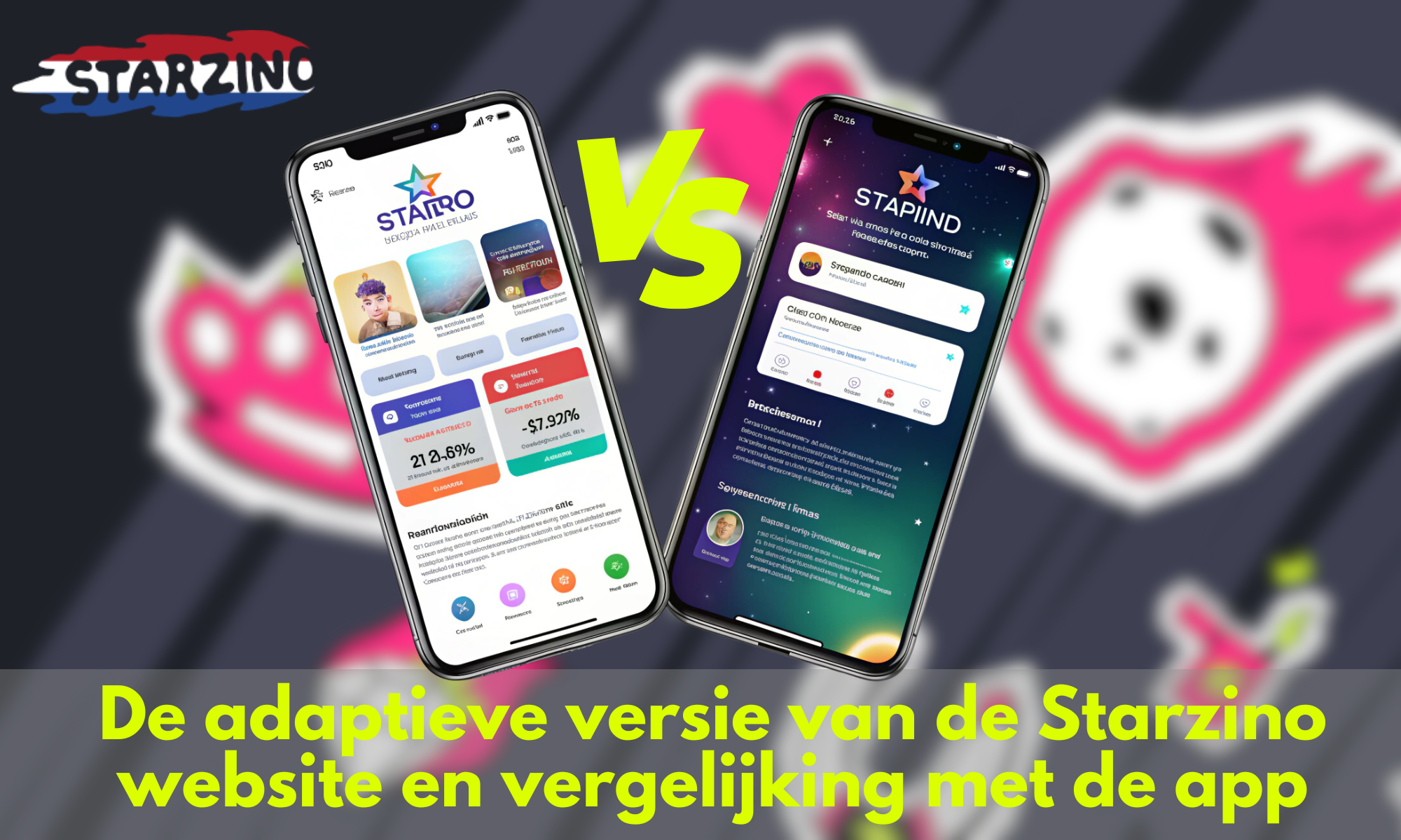 Vergelijking van de adaptieve versie van de site en de Starzino-applicatie