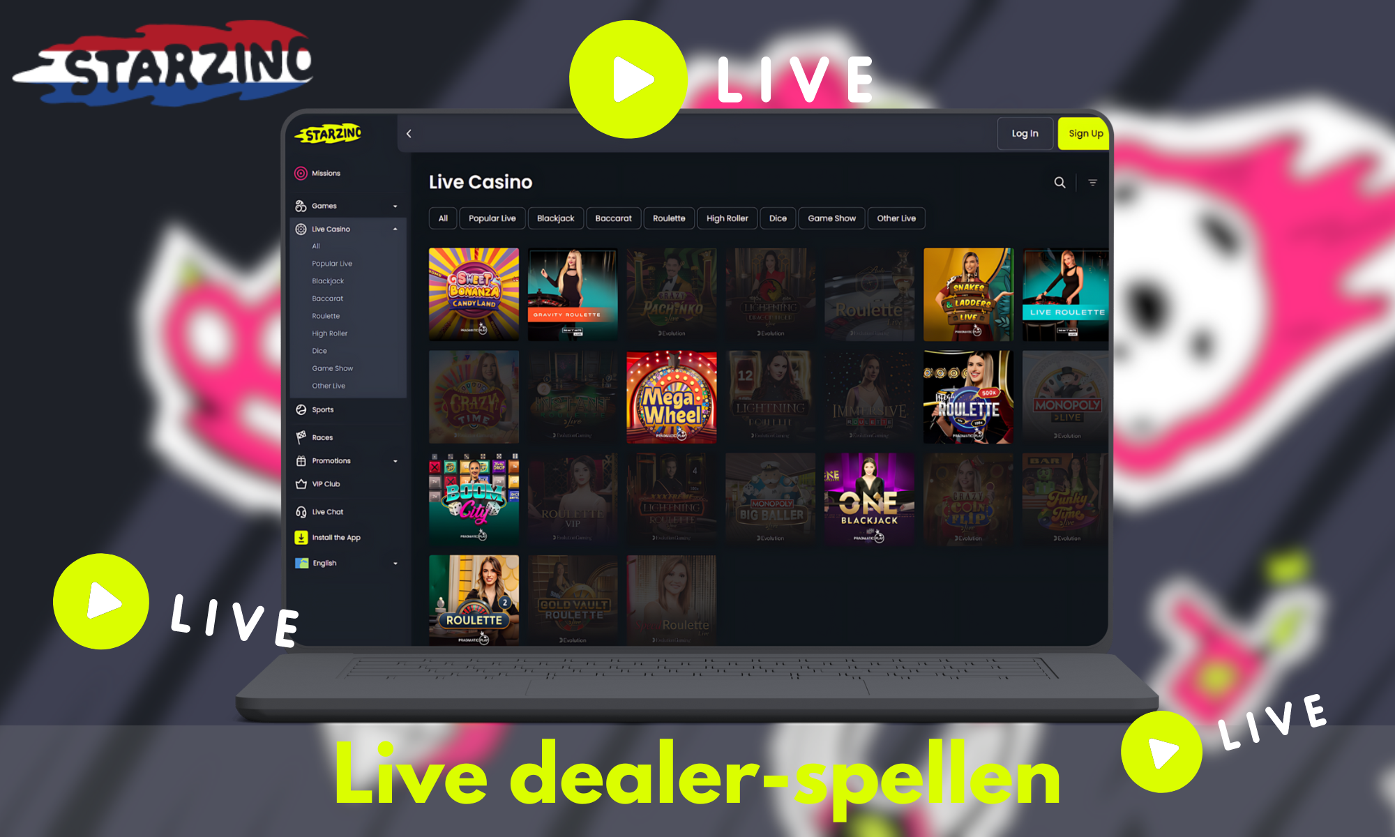 Live dealer-spellen zijn ook beschikbaar bij Starzino